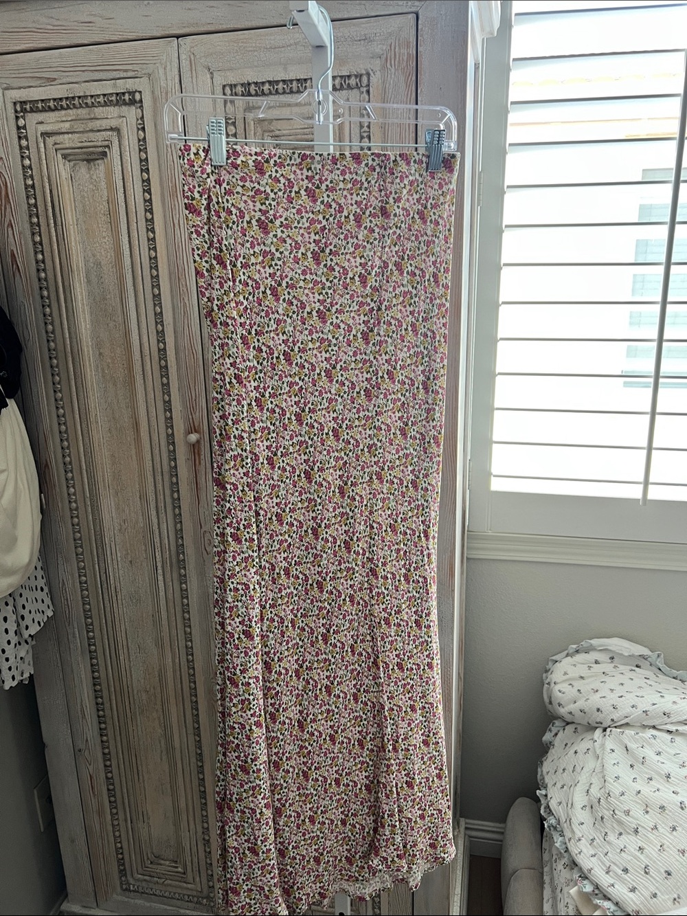 Cottage core vibe, Audrey 3+1 Pink Floral Maxi Skirt